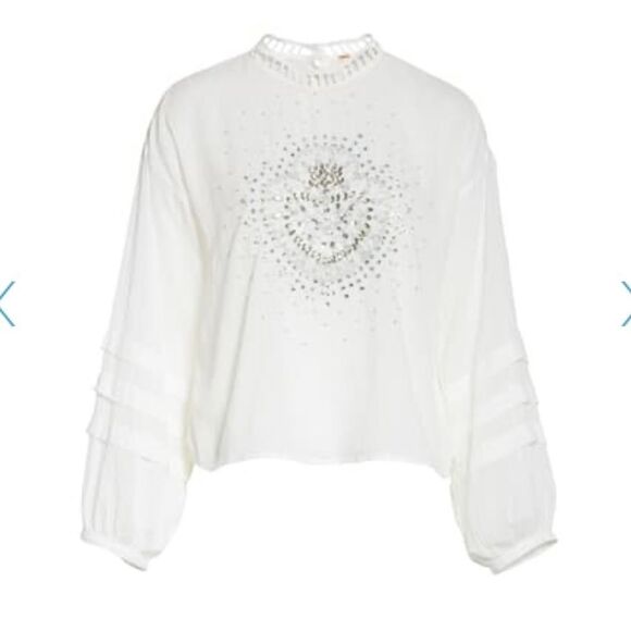 NWT Free People Heart of Gold Embellished Blouse - Picture 7 of 8